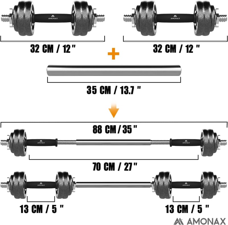 Amonax 15-30 kg állítható súlyzó szett, 2 db vasból készült súlyzó edzéshez