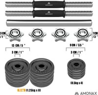 Amonax 15-30 kg állítható súlyzó szett, 2 db vasból készült súlyzó edzéshez 4