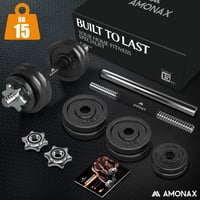 Amonax 15-30 kg állítható súlyzó szett, 2 db vasból készült súlyzó edzéshez 6