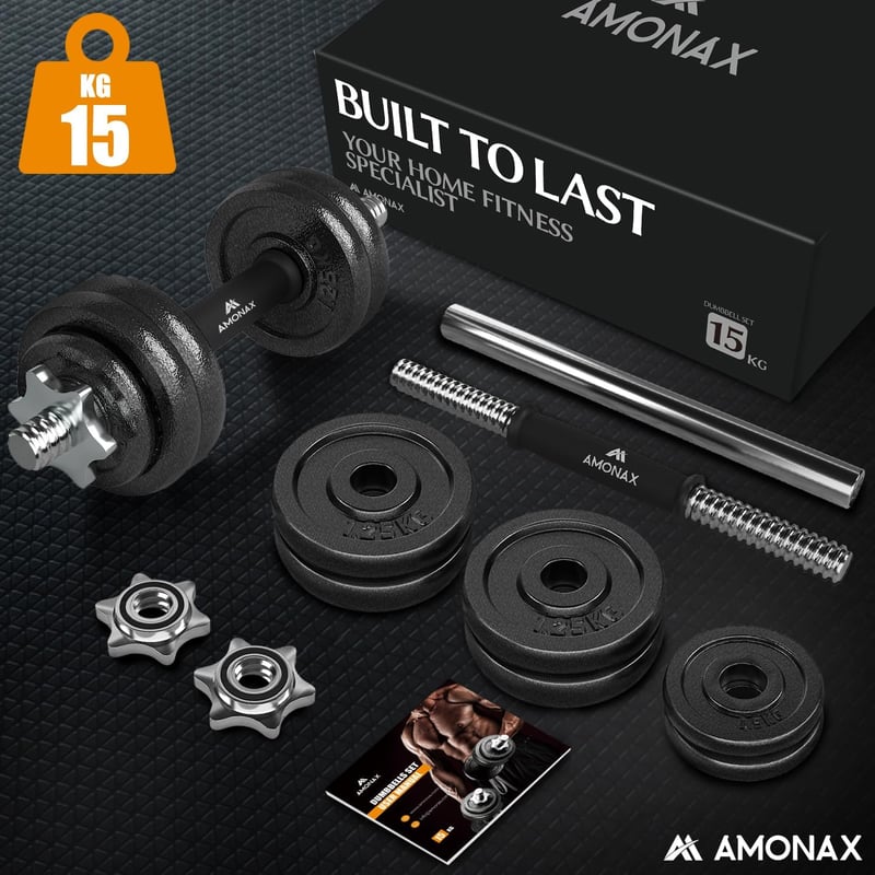 Amonax 15-30 kg állítható súlyzó szett, 2 db vasból készült súlyzó edzéshez