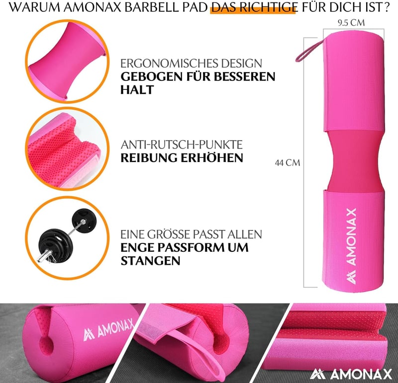 Amonax 3 az 1-ben Edzőszett - Extra Vastag Súlyzórúd Párna, Bokapánt és Ellenállás Szalag Csípőemeléshez, Guggoláshoz - Nyakvédő Fitness Edz