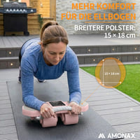 Amonax štvorkolesový posilňovač brušných svalov s opierkou na lakte, automatický ab roller pre mužov a ženy, ružový, s podložkou pod kolená 4