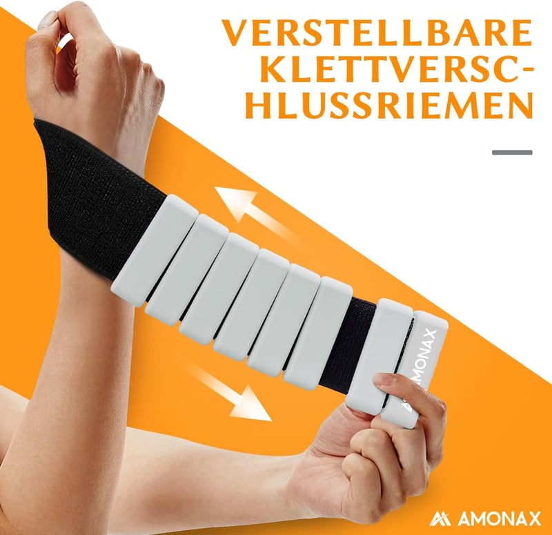 Amonax Boka- és Csuklósúly Szett - 2x0,5 kg Szürke Fitnesz Súlyok Edzéshez, Jógához, Pilateshez - Állítható Erősítő Súlyzó Nőknek és Férfiak