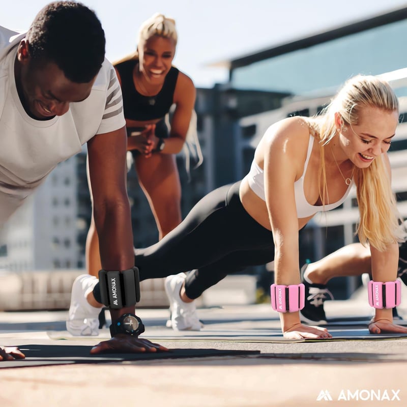 Amonax Boka- és Csuklósúly Szett - 2x0,5 kg Szürke Fitnesz Súlyok Edzéshez, Jógához, Pilateshez - Állítható Erősítő Súlyzó Nőknek és Férfiak