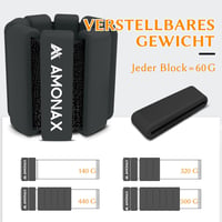Amonax Bokasúly Szett 2x0,5 kg - Fekete Fitnesz Súlyok Karra és Lábra, Edzéssúlyok Jógához, Pilateshez, Tánchoz, Erősítő Edzéshez Férfiaknak 6