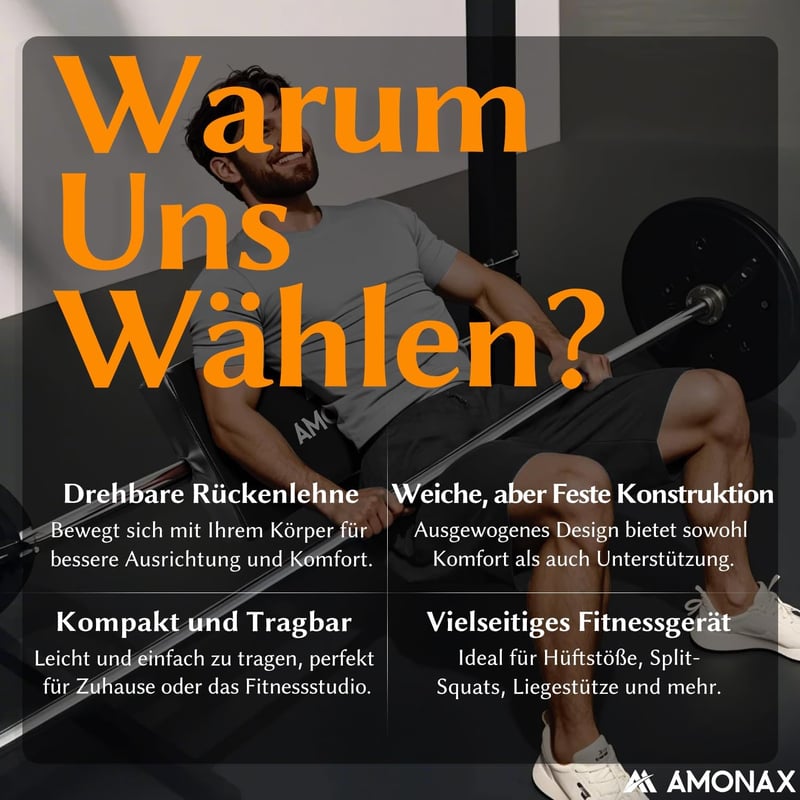 AMONAX Extra vastag csípőtolás pad, tartós edzőpad barbell-hez, uniszex fitness kiegészítő