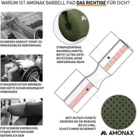 Amonax Extra Vastag Súlyzórúd Párna - Nyakvédő Hip Thrust és Guggolás Gyakorlatokhoz, Ergonomikus Fogás, 120 kg Teherbírás, Zöld 5