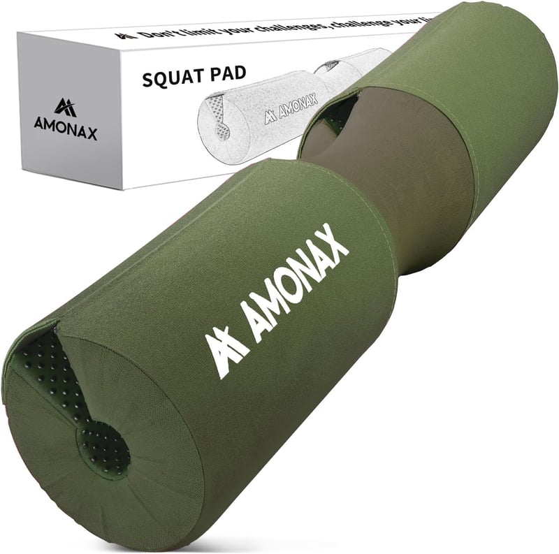 Amonax Extra Vastag Súlyzórúd Párna - Nyakvédő Hip Thrust és Guggolás Gyakorlatokhoz, Ergonomikus Fogás, 120 kg Teherbírás, Zöld