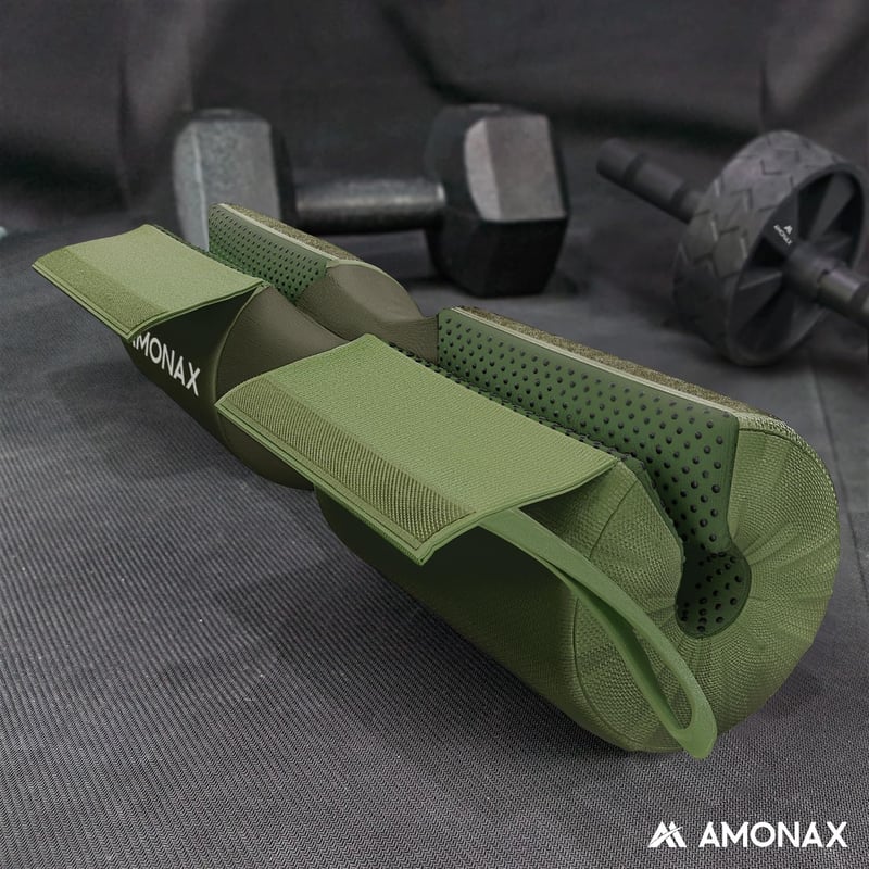 Amonax Extra Vastag Súlyzórúd Párna - Nyakvédő Hip Thrust és Guggolás Gyakorlatokhoz, Ergonomikus Fogás, 120 kg Teherbírás, Zöld