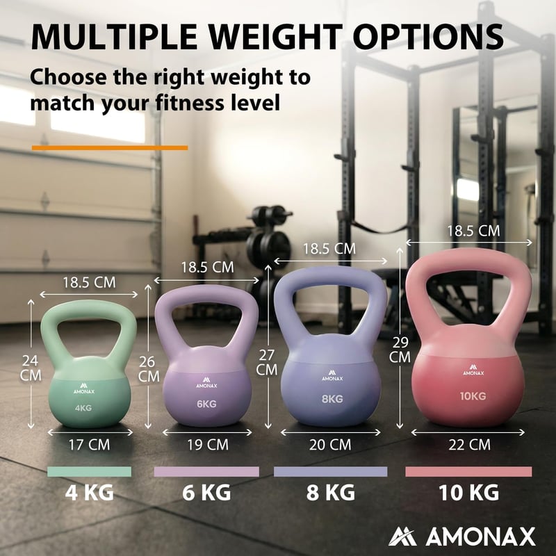 Amonax Kettlebell szett 4-10 kg, neoprén bevonatú, csúszásmentes fogantyú