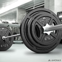Amonax Öntöttvas Súlytárcsa Szett 2,5-10 kg - 25 mm és 50 mm Olimpiai Rúdhoz - Tri-Grip Súlyzótárcsák Edzéshez és Csípőemeléshez - Otthoni E 6