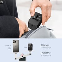 Adaptor universal de călătorie Amoner pentru întreaga lume, cu porturi USB-C și USB-A, priză AC, compatibil cu SUA, UE, Thailanda, Italia și Germania 7