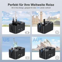 Adaptor universal de călătorie Amoner pentru întreaga lume, cu porturi USB-C și USB-A, priză AC, compatibil cu SUA, UE, Thailanda, Italia și Germania 3