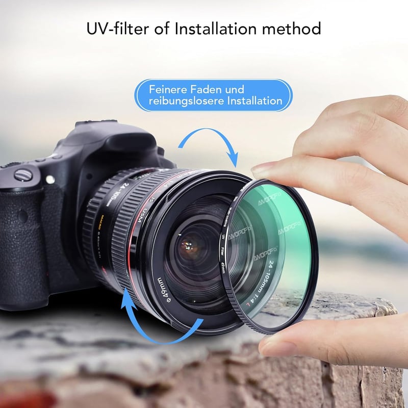 AMOPOFO 49mm UV szűrő 16 rétegű multi-coating DSLR fényképezőgéphez
