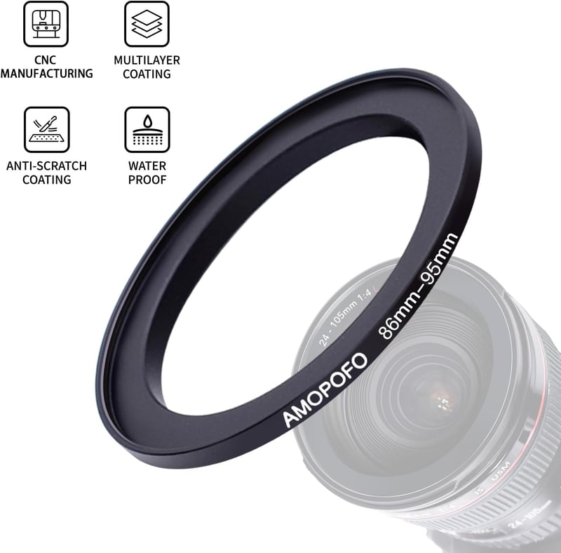 AMOPOFO 86mm-95mm Lencseadapter CNC Fém Szűrőgyűrű UV ND CPL Kompatibilis