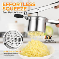 Amroicus rozsdamentes krumpliprés 450ml, burgonyamosó spaetzle és tészta préshez 3
