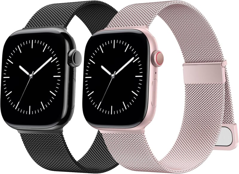 AMSKY kettős mágneses rozsdamentes acél szíj Apple Watch-hoz, 38-49 mm - 2 db