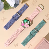 AMSKY 3 ks silikónový remienok s kvetinovým vzorom pre Samsung Galaxy Watch 7/6/5/4 40 mm 44 mm, Watch 6/4 Classic 43 mm 47 mm 42 mm 46 mm, 5 Pro 45 mm, 3 41 mm, FE 4 2