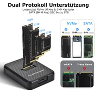 Amtake dokovacia stanica pre M.2 NVMe a SATA SSD, 10Gbps USB 3.1 Gen2 adaptér, M-Key B+M Key, 2230 2242 2260 2280 box na SSD 2