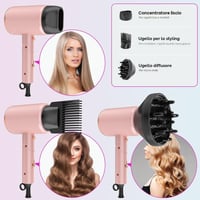 Uscător de păr ionic Amurhey 2400W cu temperatură constantă, geantă de voiaj, mâner pliabil pentru uscare rapidă, concentrator și difuzor cu perie pentru volum 6