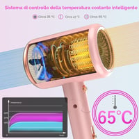 Uscător de păr ionic Amurhey 2400W cu temperatură constantă, geantă de voiaj, mâner pliabil pentru uscare rapidă, concentrator și difuzor cu perie pentru volum 3