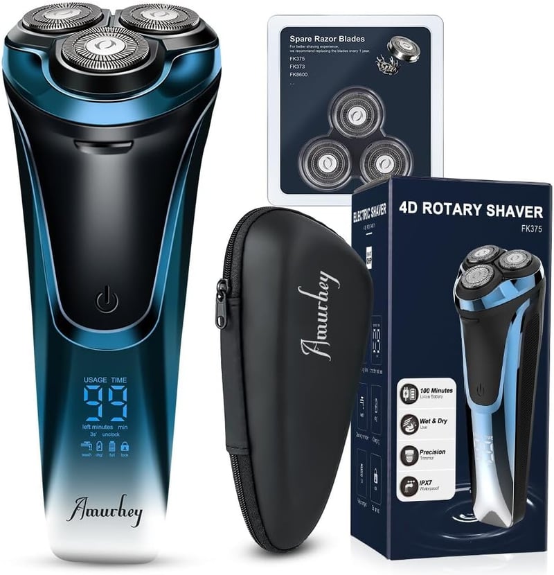 Amurhey Elektromos Borotva 3 Fej + Trimmer, 99 Perc Üzemidő, Száraz/Vizes