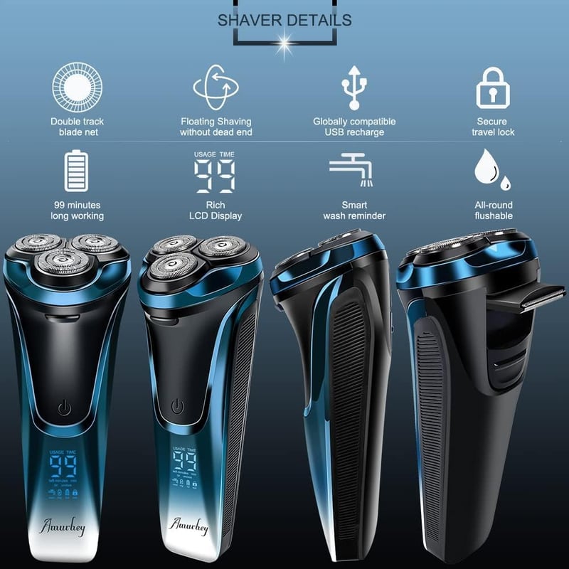 Amurhey Elektromos Borotva 3 Fej + Trimmer, 99 Perc Üzemidő, Száraz/Vizes