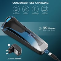 Aparat de ras electric pentru bărbați Amurhey, utilizare umedă și uscată, IPX7, cu 3 capete de schimb, trimmer pentru barbă, autonomie de 99 de minute, încărcător și etui de călătorie 3