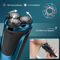 Aparat de ras electric pentru bărbați Amurhey, utilizare umedă și uscată, IPX7, cu 3 capete de schimb, trimmer pentru barbă, autonomie de 99 de minute, încărcător și etui de călătorie 2