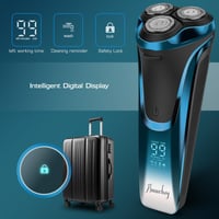 Aparat de ras electric pentru bărbați Amurhey, utilizare umedă și uscată, IPX7, cu 3 capete de schimb, trimmer pentru barbă, autonomie de 99 de minute, încărcător și etui de călătorie 6