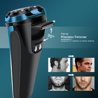 Aparat de ras electric pentru bărbați Amurhey, utilizare umedă și uscată, IPX7, cu 3 capete de schimb, trimmer pentru barbă, autonomie de 99 de minute, încărcător și etui de călătorie 5