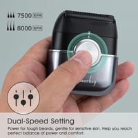 Mini aparat de ras electric pentru bărbați Amurhey cu etui de călătorie, rezistent la apă IPX7, pentru bărbierit umed și uscat, cu cap de ras cu sită și trimmer pentru fire lungi 5
