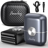 Mini aparat de ras electric pentru bărbați Amurhey cu etui de călătorie, rezistent la apă IPX7, pentru bărbierit umed și uscat, cu cap de ras cu sită și trimmer pentru fire lungi 1