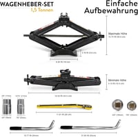 AMVIA 1,5 Tonna Autóemelő Szett Hordozható Ollós Emelő Autóhoz SUV-hez Vészhelyzeti Csomag Kulccsal - 1.5 Ton Car Jack Kit 6