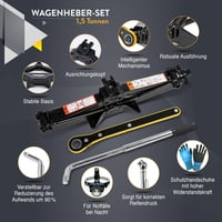 AMVIA 1,5 Tonna Autóemelő Szett Hordozható Ollós Emelő Autóhoz SUV-hez Vészhelyzeti Csomag Kulccsal - 1.5 Ton Car Jack Kit 5