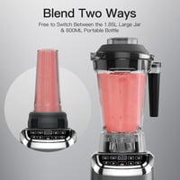 AMZCHEF 2000W Turmixgép 2in1 Állvány Mixer - 1,85L + 600ml Tartály 6 Pengés Smoothie Készítő LED Kijelzővel Szürke 5