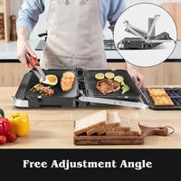 AMZCHEF 4 az 1-ben kontaktgrill, waffelsütő és szendvicssütő 2000W, antihaftbevonatos lemezek 4