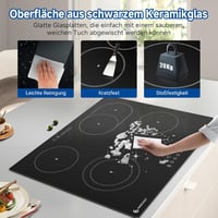 AMZCHEF 4 égőfejes üvegkerámia főzőlap 7200W, 9 fokozat, ovális grillzóna, hőmegállító funkcióval 4