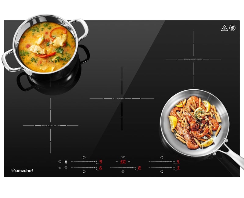 AMZCHEF 5-zónová vstavaná indukčná varná doska s posuvným ovládaním, 7400 W