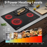 AMZCHEF 60 cm-es beépíthető üvegkerámia főzőlap 4 égővel 6600W 2