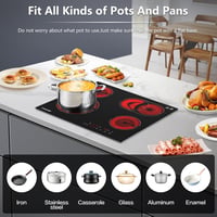 AMZCHEF 60 cm-es beépíthető üvegkerámia főzőlap 4 égővel 6600W 6