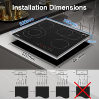 AMZCHEF 60 cm-es beépíthető üvegkerámia főzőlap 4 égővel 6600W 5