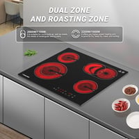 AMZCHEF 60 cm-es beépíthető üvegkerámia főzőlap 4 égővel 6600W 3