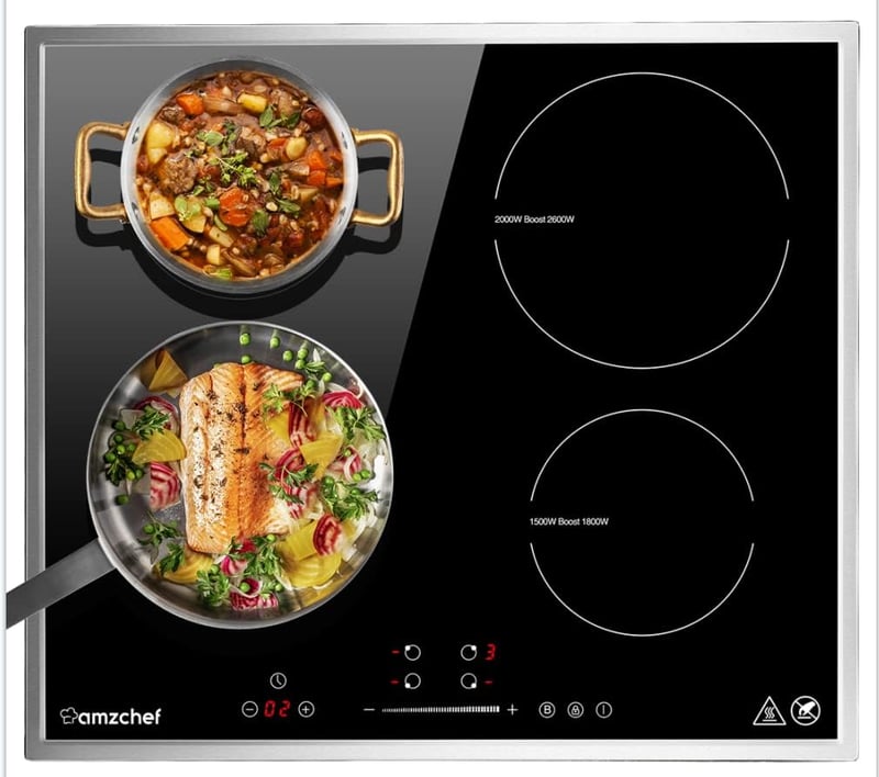 AMZCHEF indukciós főzőlap 4 zónás, 7000 W, Booster funkcióval - fekete - 60 cm