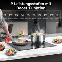 AMZCHEF 60 cm Indukciós Főzőlap 4 Zónás Flex Technológiával, 9 Fokozat, 7400W 3