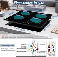 AMZCHEF 60 cm Indukciós Főzőlap 4 Zónás Flex Technológiával 7200W 9