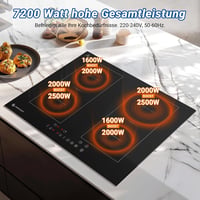 AMZCHEF 60 cm Indukciós Főzőlap 4 Zónás Flex Technológiával 7200W 8