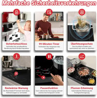 AMZCHEF 80 cm beépíthető indukciós főzőlap 5 zónás 9500W booster funkcióval 7