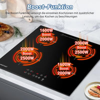 AMZCHEF Beépíthető Indukciós Főzőlap 60 cm - 4 Zónás, 7200W, 9 Teljesítményszint, Boost Funkció, Érintőgombos Vezérlés, Időzítő, Gyerekzár 4