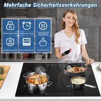 AMZCHEF Beépíthető Indukciós Főzőlap 60 cm - 4 Zónás, 7200W, 9 Teljesítményszint, Boost Funkció, Érintőgombos Vezérlés, Időzítő, Gyerekzár 6
